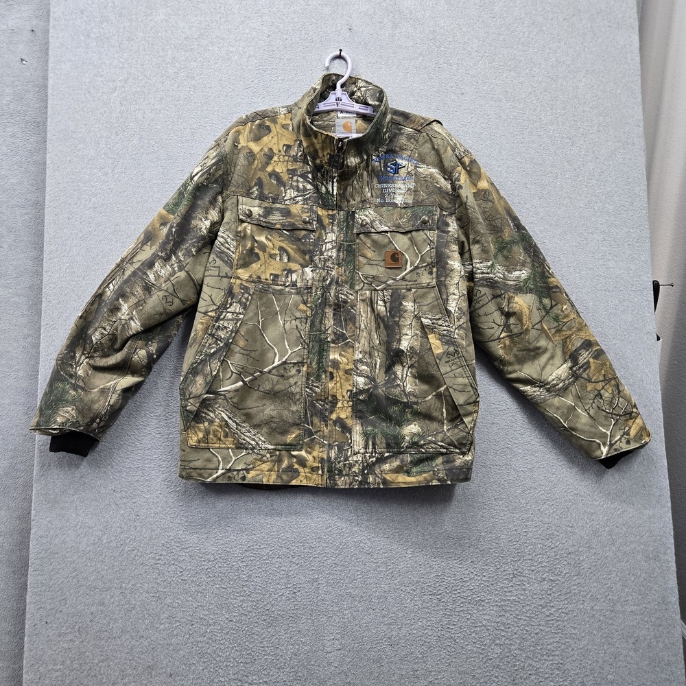 Carhartt Men Jacket XL Green Realtree Camouflage Firm Duck Insulated